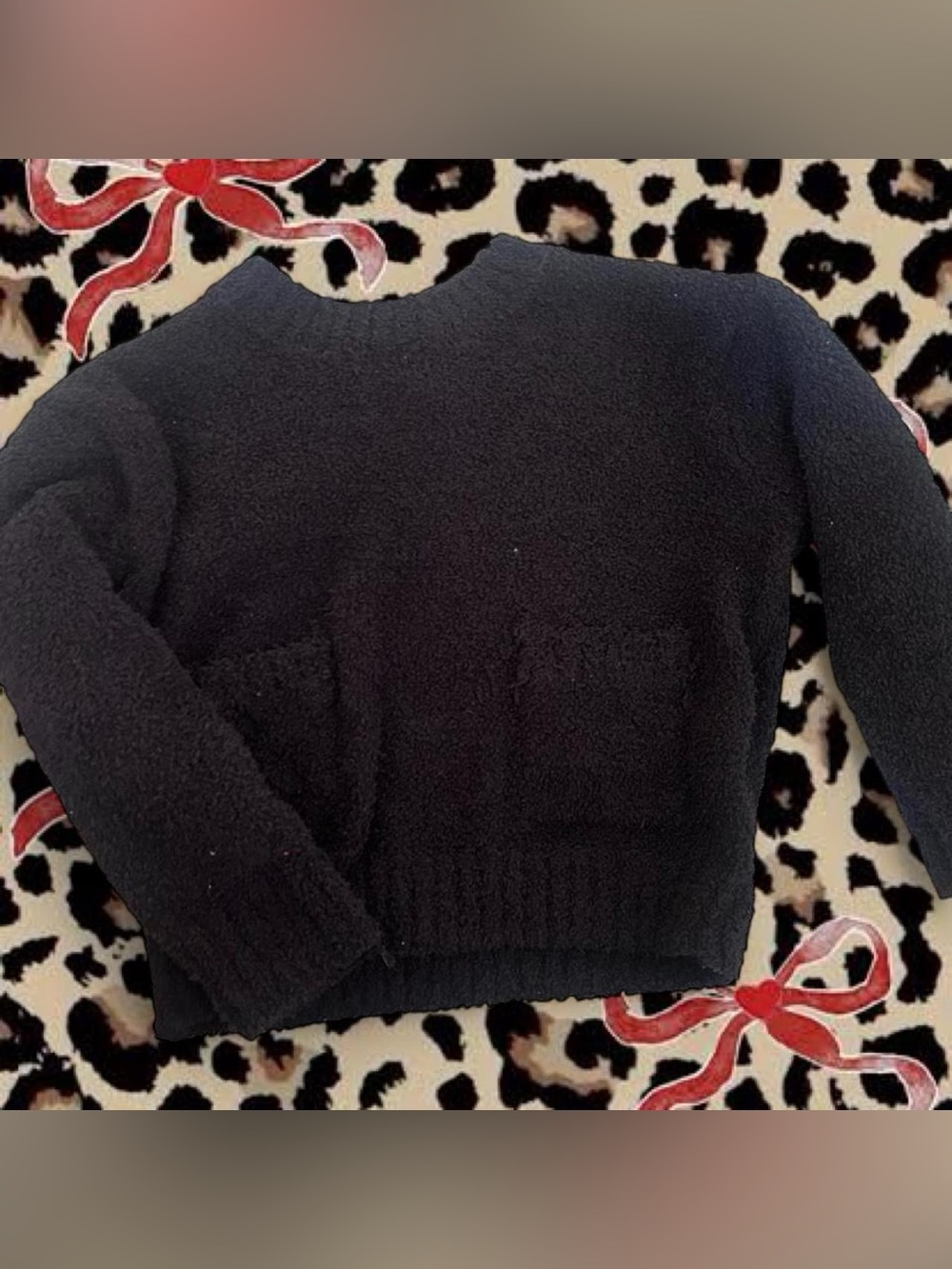 DKNY Black Textured Crewneck Sweater